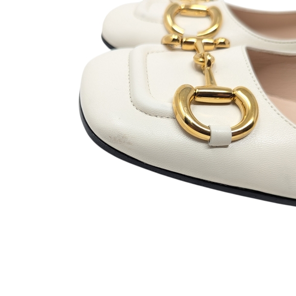 Gucci Malaga Kid Mystic White Baby Horsebit Leather Loafer Chunky Heel EU 39.5 - Picture 9 of 13